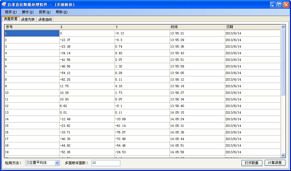 多面棱體測量數據分析軟件包