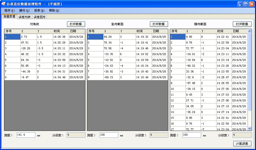 平面度測量數據分析軟件包